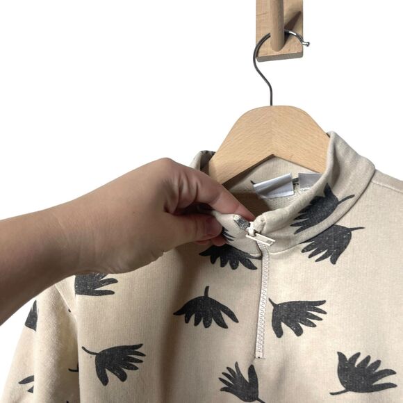 Zara 1/2 Zip Floral Sweater Dress Long Sleeve Mock Neck Ruffle Hem Tan 2-3 Years - Picture 3 of 5